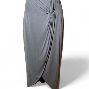 Green Envelope Los Angeles Gray Twist Front Maxi Skirt S Made In USA NWT